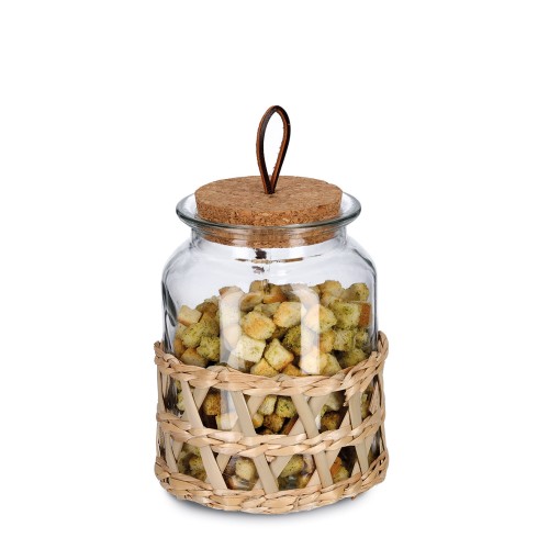 Vorratsglas "Boho" m. Korkdeckel, 1000 ml. Ø: 120 mm. Höhe: 160 mm.