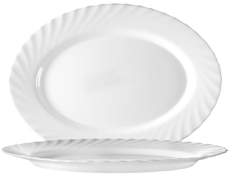 Platte oval Ø: 35 cm aus Hartglas - Form Trianon uni weiß - ARCOPAL