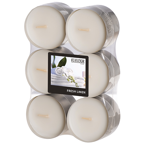 12 "Flavour by GALA" Maxi Duftlichte Ø 58 mm · 24 mm weiss - Fresh Linen von Flavour by GALA