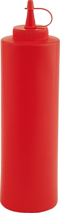 Quetschflasche Ø 6,5 cm, H: 24 cm, 0,65 Liter Polyethylen, rot mit Schraubdeckel spülmaschinengeeignet Farbe: Rot