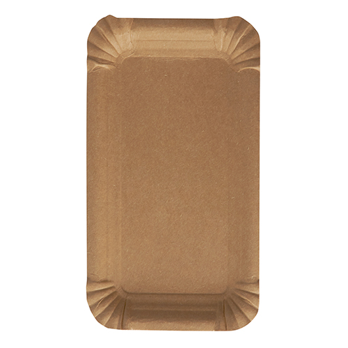 250 Teller, Pappe "pure" eckig 11 cm x 17,5 cm braun von PAPSTAR
