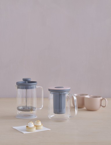 BREW-IT Pressfilterkanne 0.8 l. grau / hellgrau, Maße: 150 x 100 x 150 mm