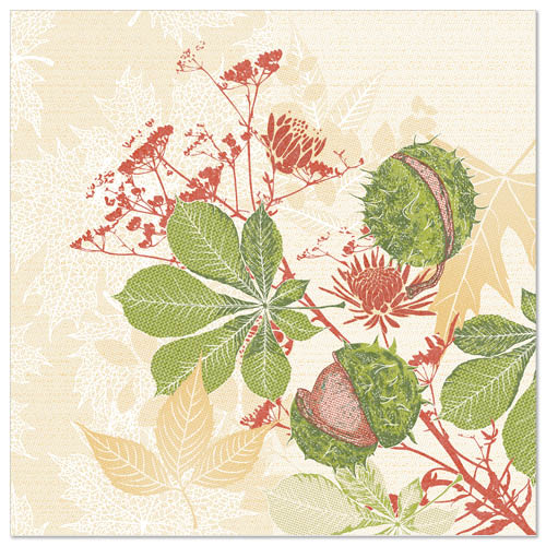 50 Servietten "ROYAL Collection" 1/4-Falz 40 cm x 40 cm "Autumn Leaves" von PAPSTAR