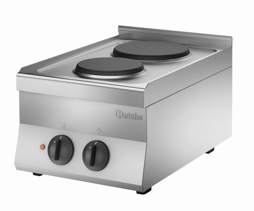 Bartscher Elektroherd 650, B400, 2PL, TGOK | Füße höhenverstellbar: Nein | Maße: 40 x 59,5 x 330 cm. Gewicht: 15,4 kg