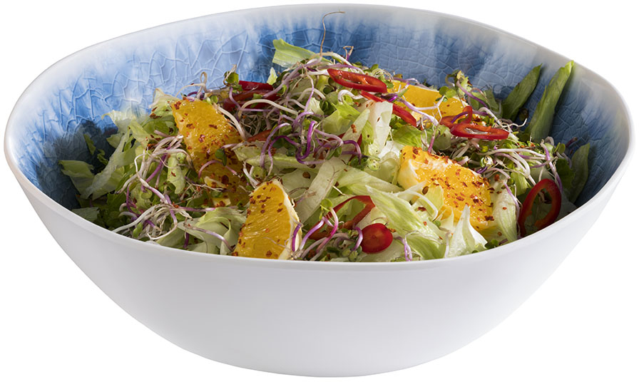 Schale -BLUE OCEAN- Ø 30,5 cm, H: 9 cm Melamin, 3 Liter innen: Dekor, blau außen: weiß spülmaschinengeeignet stapelbar nicht