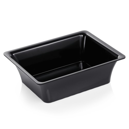 GN 1/2 Behälter, mit glattem Rand. Material: Melamin. Serie: GN 97. Inhalt in Litern: 6,5. Farbe: schwarz. Maße: Höhe: 100 mm
