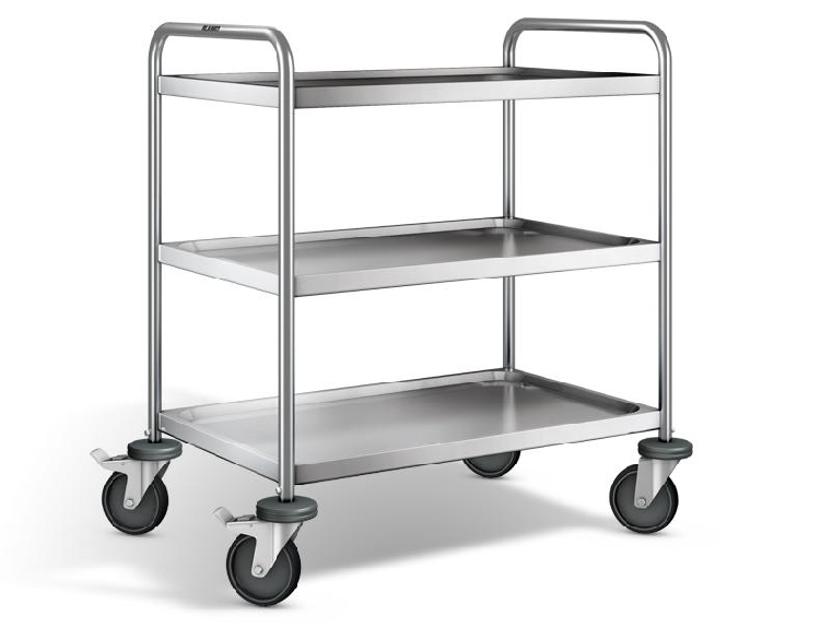 BLANCO-Transportwagen, Modell SW 9x6-3 mit 3 Borden, 18/10 Edelstahl, Außenmaße: 1000 x 650 x 950 mm