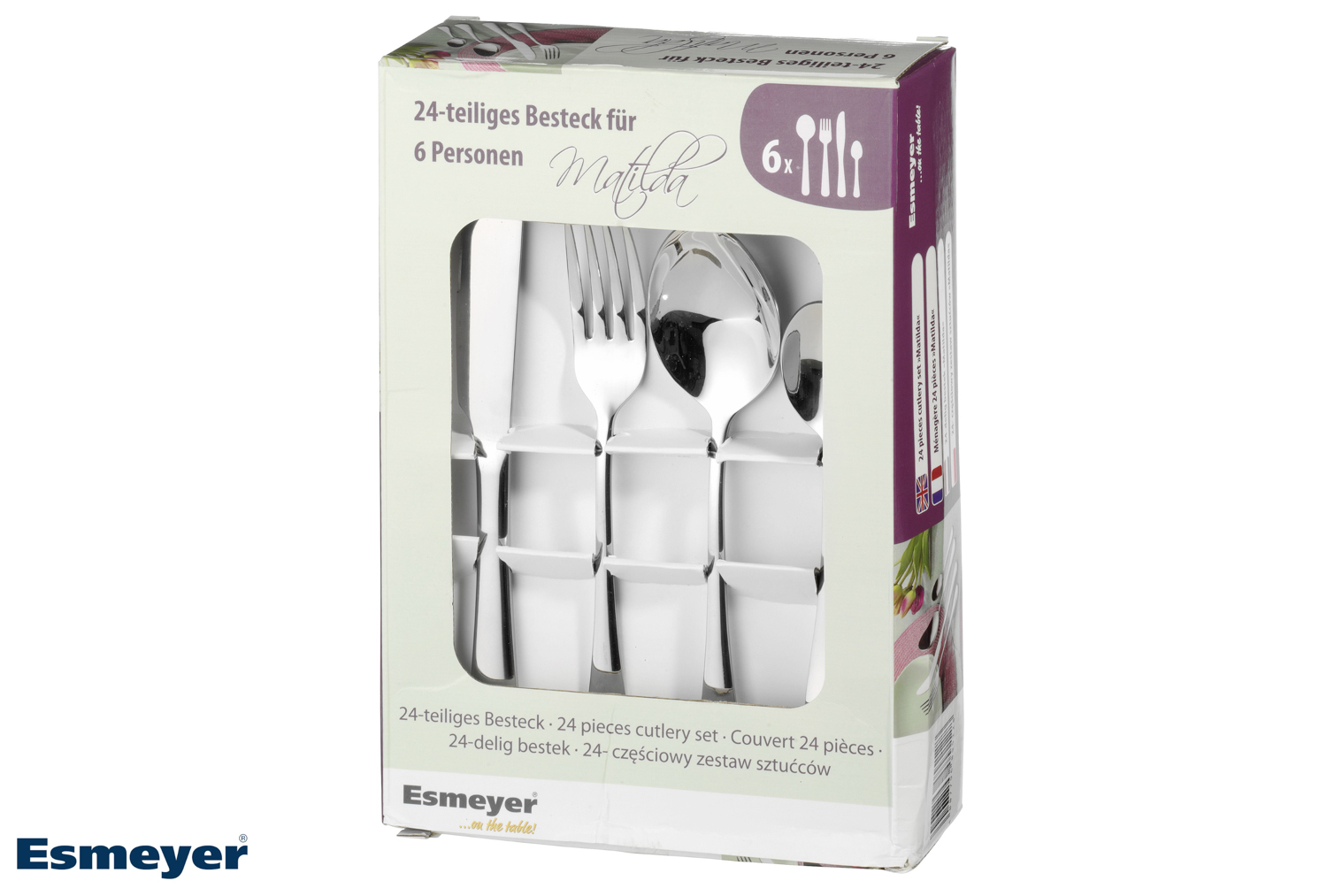 24-teiliges Besteck MATILDA aus Edelstahl 18/0, poliert. Messer aus Klingenstahl.