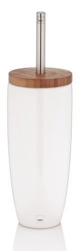 Kela WC-Garnitur Natura Keramik weiß Bambus 37,5cmh 11,5cmØ
