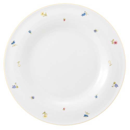 Seltmann Teller flach 30 cm, rund, Form: Community, Dekor: 57387 Streublume gelbe Linie, hohe Kantenschlagfestigkeit, Made in Germany