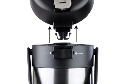 Pump-Isolierkanne -PREMIUM- Ø 15 cm, H: 37 cm, 3 Liter 18/8 Edelstahl, Polypropylen mattiert, doppelwandig Tragegriff,