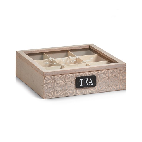 Zeller Teebeutelbox, Holz/MDF/Glas 24x24x7 cm
