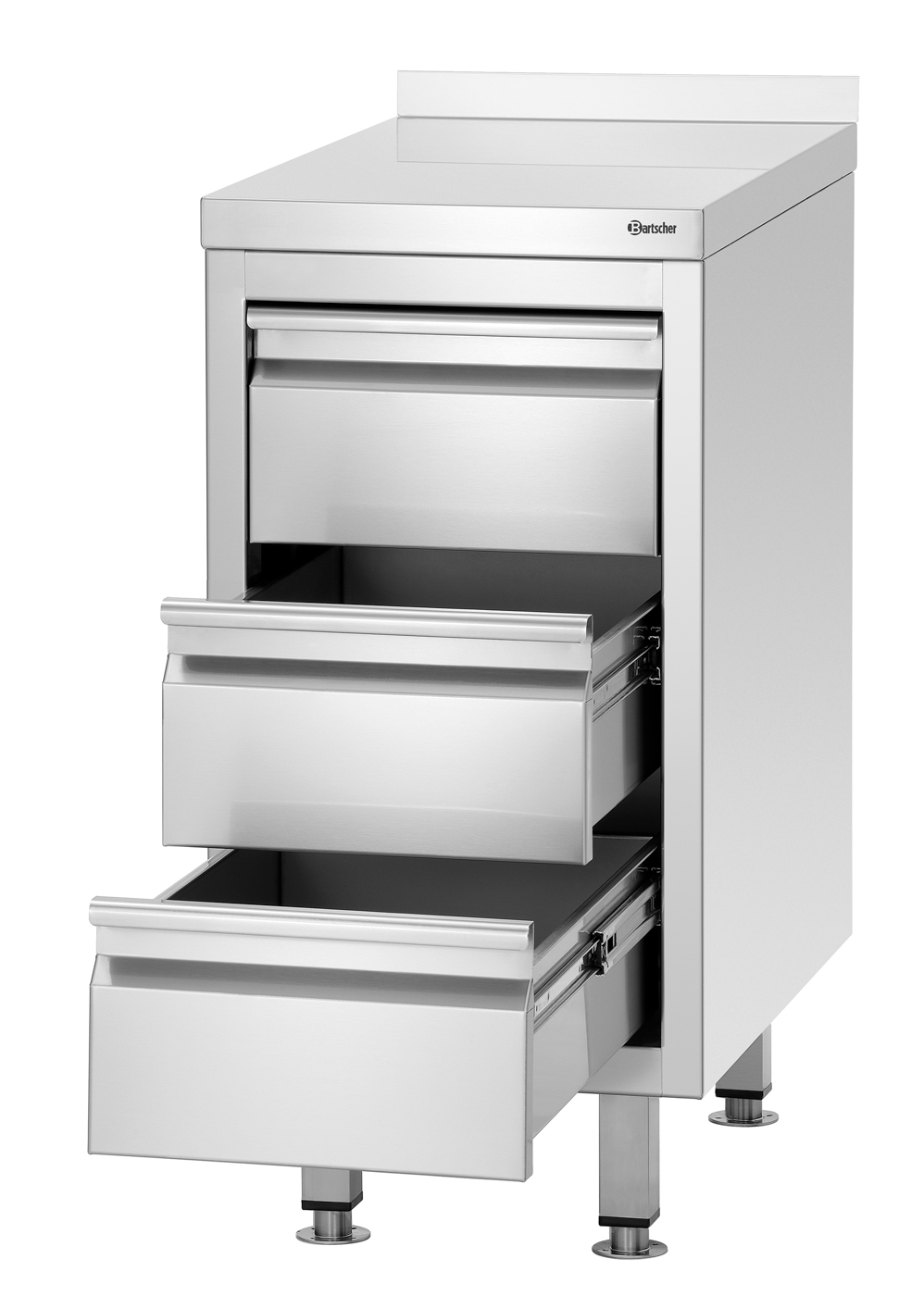 Bartscher Schubladenschrank 700S3A |Eigenschaften: Voll ausziehbar | Maße: 40 x 70 x85,0 cm. Gewicht: 37,2 kg