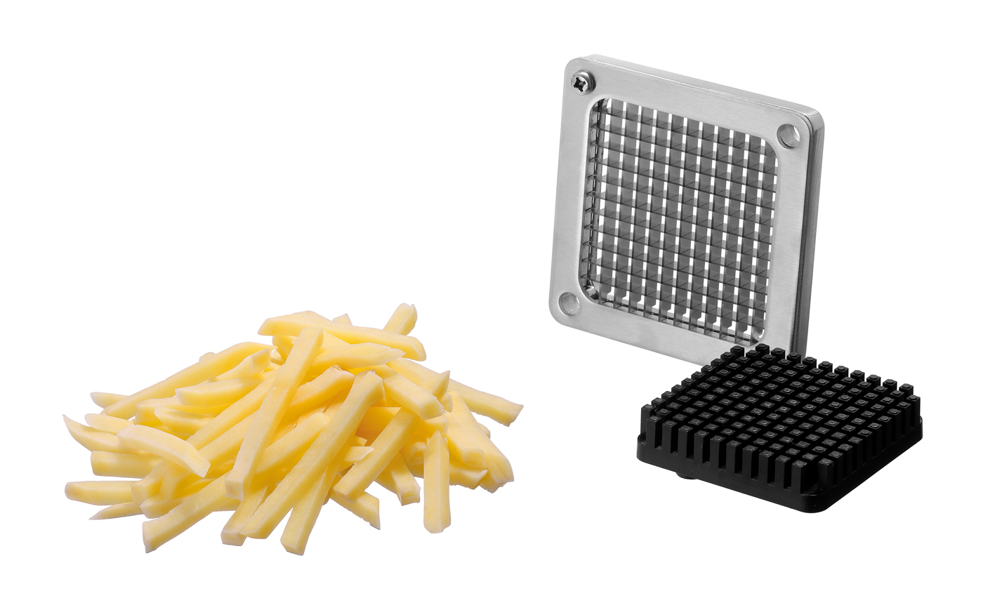 Bartscher Pommesschneider 3010 |Matrizen/Stempel: Pommes frites 6 mm ,Pommesfrites 9 mm | Maße: 15,5 x 42,5 x 33,5 cm.