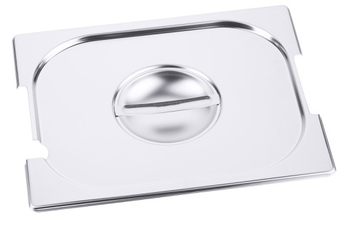 GN-Deckel für Serie 7200 mit Aussparung für Löffel und Griffe, aus Edelstahl 18/10, seidenmatt poliert, mit Griffmulde GN: 1/2