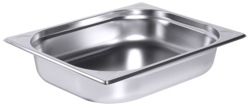 GN-Behälter Serie 8600 aus Edelstahl, DIN 66075 bzw. EuroNorm 631-1, stapelbar, Materialstärke 0,6-0,8 mm mit Randverstärkung.