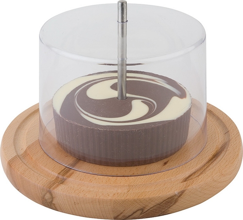 Käsehobel mit Abdeckhaube Ø 22 cm, H: 15 cm Buchenholz, Edelstahl, AS hobelt hauchzarte Käseröschen von Hartkäsesorten, wie