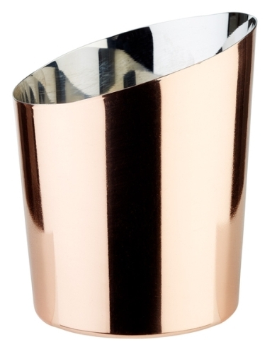 Servier-Eimer / -Becher Ø 9,5 cm, H: 8,5 / 11,5 cm Edelstahl, Kupfer-Look 0,45 Liter -SNACKHOLDER- nicht