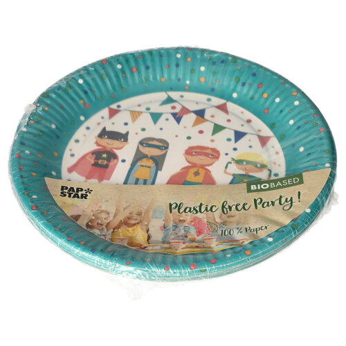 10 Teller, Pappe rund Ø 23 cm "Superhero" von PAPSTAR