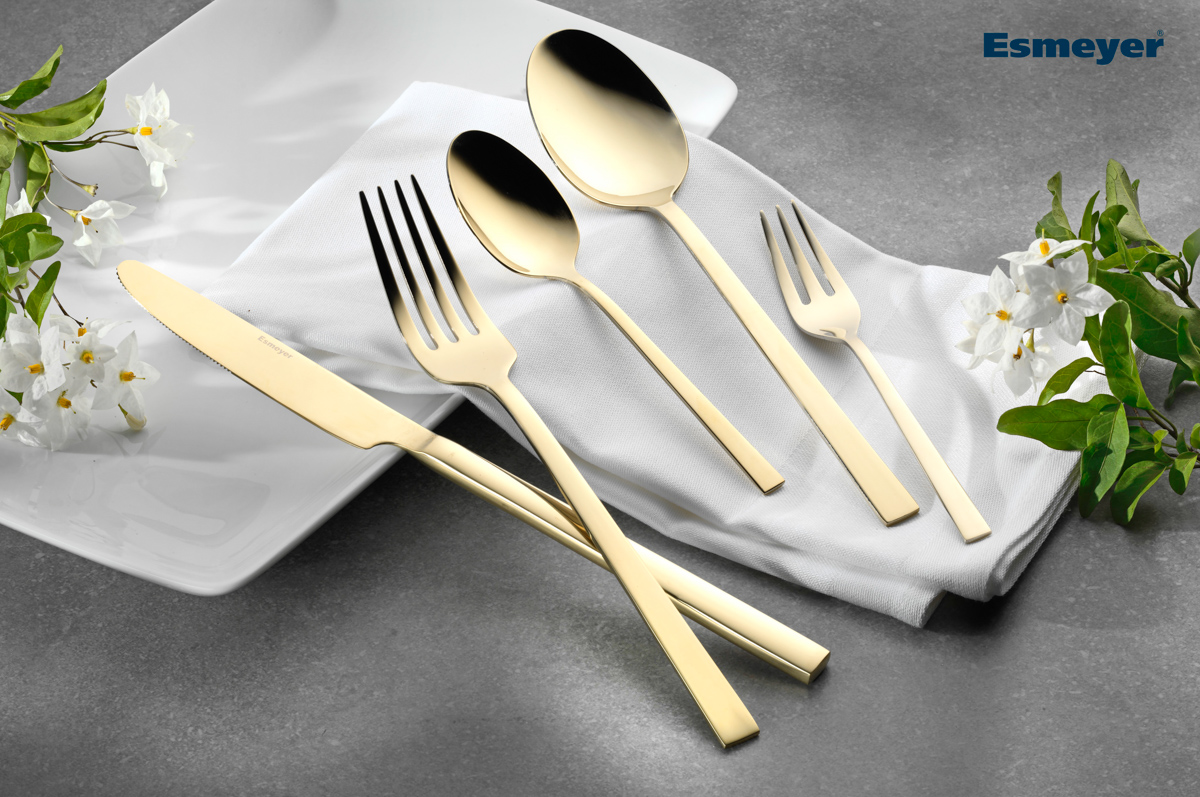 68-teiliges Besteck MELINA, Edelstahl, mit PVD-Beschichtung in der Farbe champagner