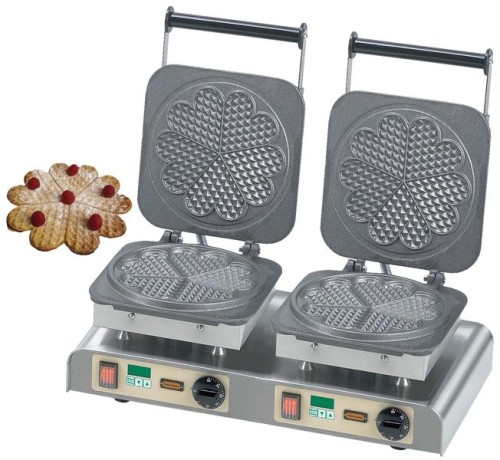 NEUMÄRKER Waffeleisen Herzwaffel groß II mit 2 Digitaltimern, Backplatten Grauguss 610x340x250 mm