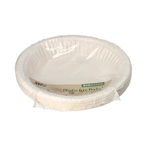 12 Schalen, Pappe rund Ø 19 cm · 3 cm weiss von PAPSTAR