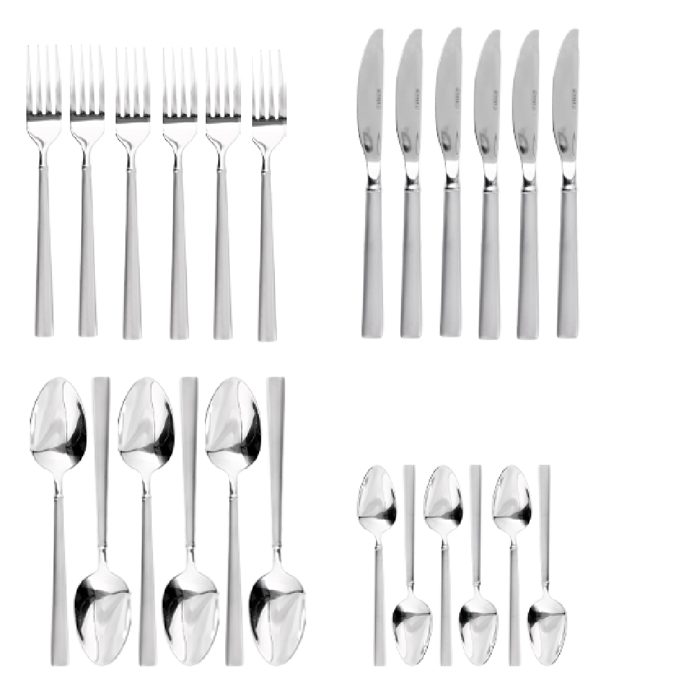 24-teiliges Besteck MARLENE geschmiedet, aus Edelstahl 18/10. Messer aus Klingenstahl, Griffe satiniert.