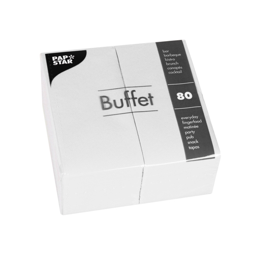 PAPSTAR 80 Servietten, 2-lagig 1/8-Falz 33 cm x 33 cm weiss