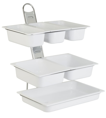 Buffetleiter -BIG GN- 52 x 59 cm, H: 66 cm Metall, verchromt Set bestehend aus: - 1x Leiter - 3x Ring GN 1/1