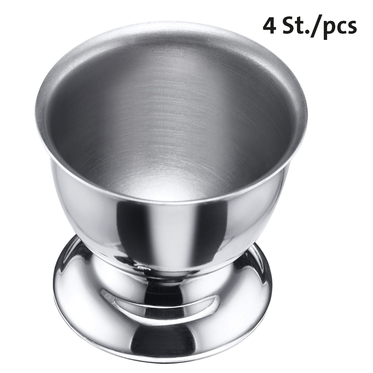 4 Eierbecher mit Fuß, Edelstahl