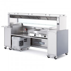 BLANCO Kochstation BC classic 3.1 mit herausnehmbarem Einstellbord f. 3 Auftischgeräte, Rollenausführung: Vollrad-Kunststoffrollen, Ø 75