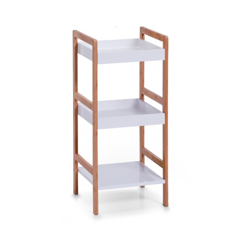 Zeller Standregal m. 3 Böden, weiß, Bamboo/MDF