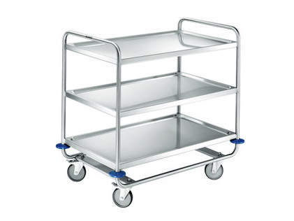 Transportwagen mit 3 Borden SW 10 x 6-3, Maße 1100 x 700 x 1000 mm 2 Bockrollen, 2 Lenkrollen mit Feststeller