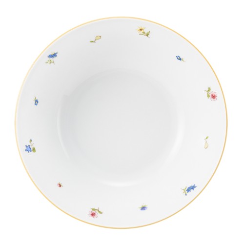 Seltmann Schüssel rund 21 cm, rund, Form: Community, Dekor: 57387 Streublume gelbe Linie, hohe Kantenschlagfestigkeit, Made in Germany