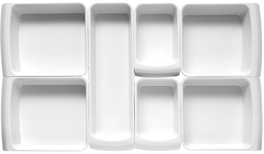 GN 1/2 Schale -CASCADE- 32,5 x 26,5 cm, H: 7,5 cm Melamin, weiß, 3,65 Liter spülmaschinengeeignet stapelbar nicht