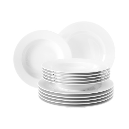 Seltmann Tafelservice 12-teilig, rund, Form: Rondo/Liane, weiss, hohe Kantenschlagfestigkeit, Made in Germany