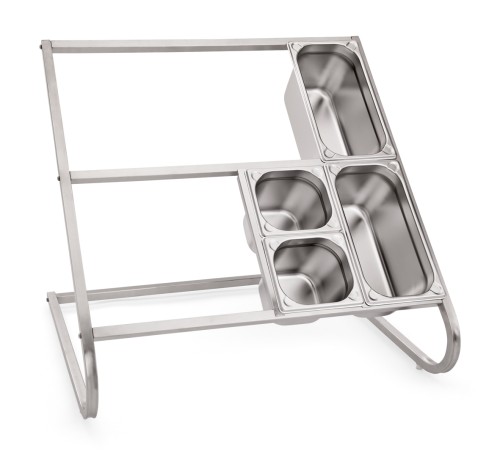 GN Buffetgestell. Chromnickelstahl. zweireihig, mit rutschhemmenden Füßen, passend für 8