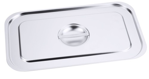 GN-Deckel für Serie 6700 mit Ausschnitt für Bügel, aus Edelstahl 18/10, seidenmatt poliert, mit Griffmulde, speziell für GN-Behälter