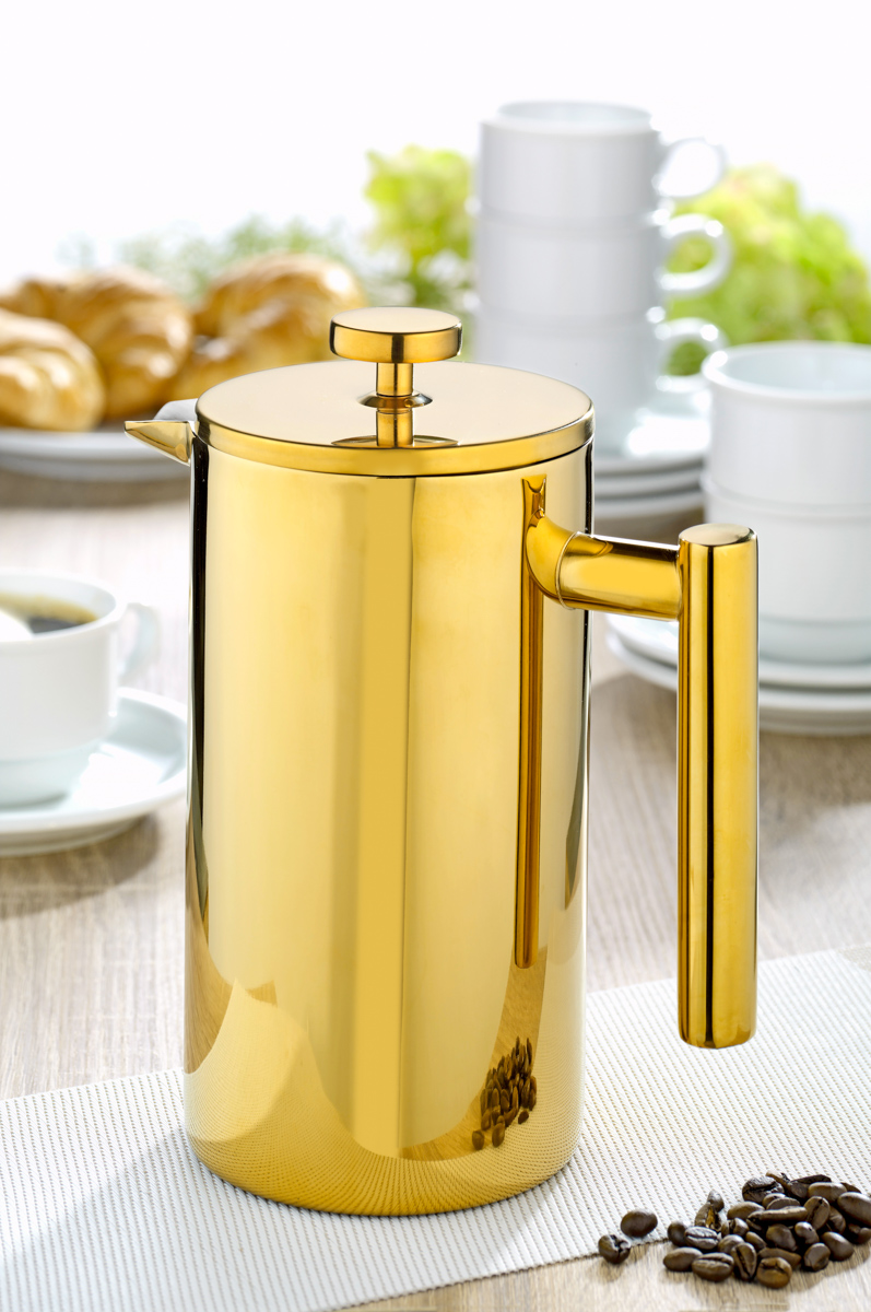 Kaffeebereiter OXFORD, 1 Liter,Edelstahl, mit goldener PVD Beschichtung.