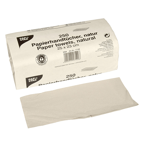 250 Blatt Handtuchpapier V-Falz 23 cm x 25 cm natur Zick Zack, 1-lagig von PAPSTAR
