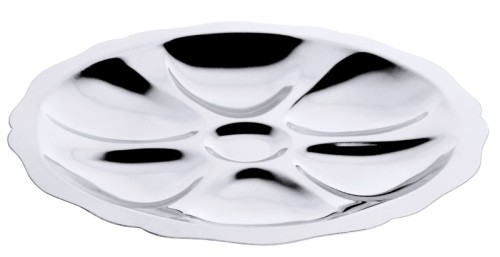 Austernplatte aus Edelstahl 18/0, für sechs Austern  Durchmesser: 24 cm, Höhe: 2 cm