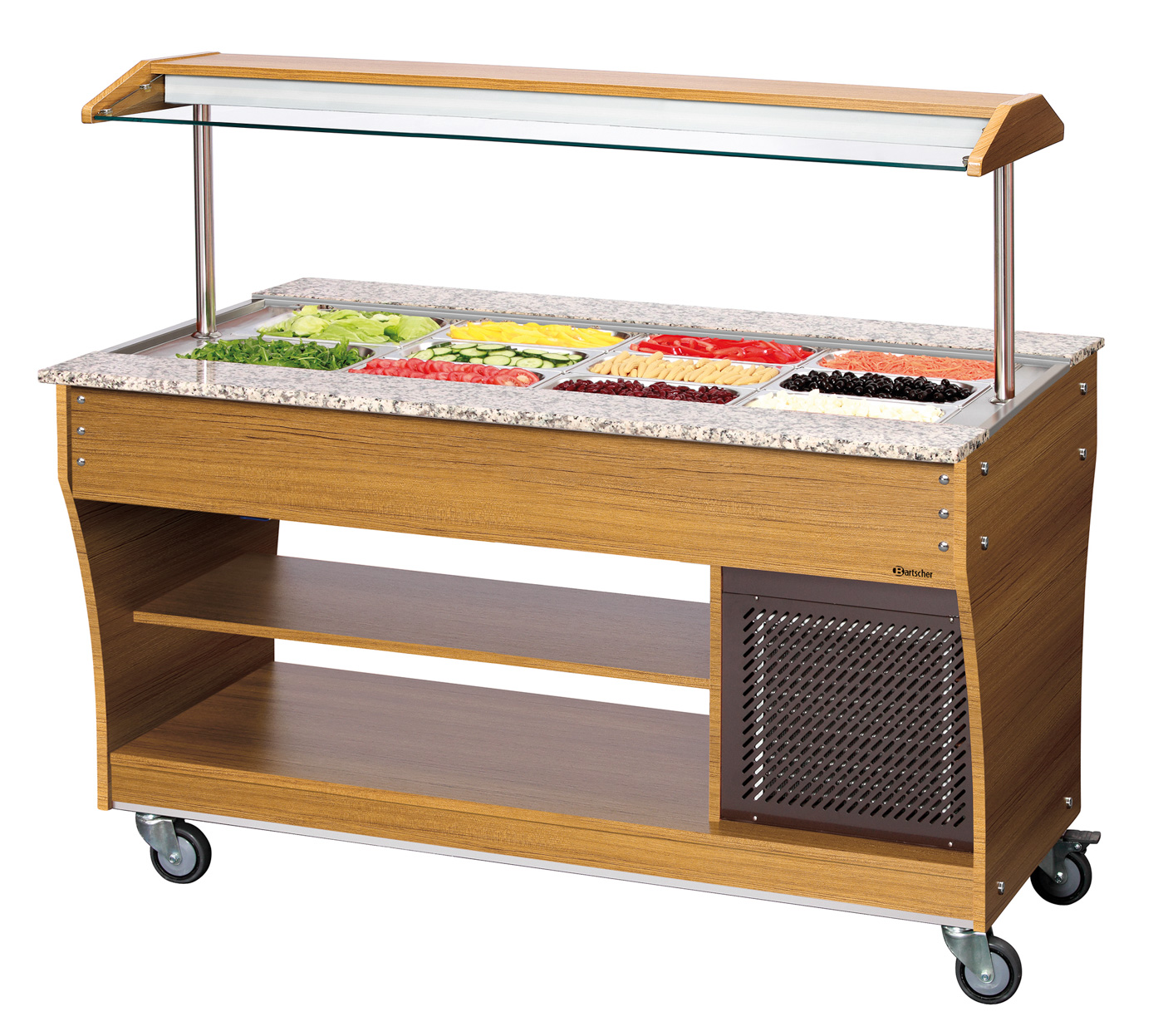 Bartscher Buffetwagen, kalt, 4x 1/1 GN |Spannung: 230 V | Maße: 159 x 88 x 137,0 cm.Gewicht: 148,2 kg