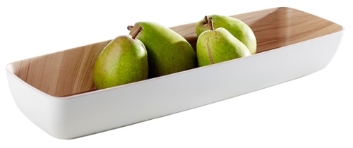 GN 2/4 Schale-FRIDA- 53 x 16,2 cm, H: 7,5 cm Melamin innen: Holzoptik außen: weiß 3,65 Liter spülmaschinengeeignet stapelbar