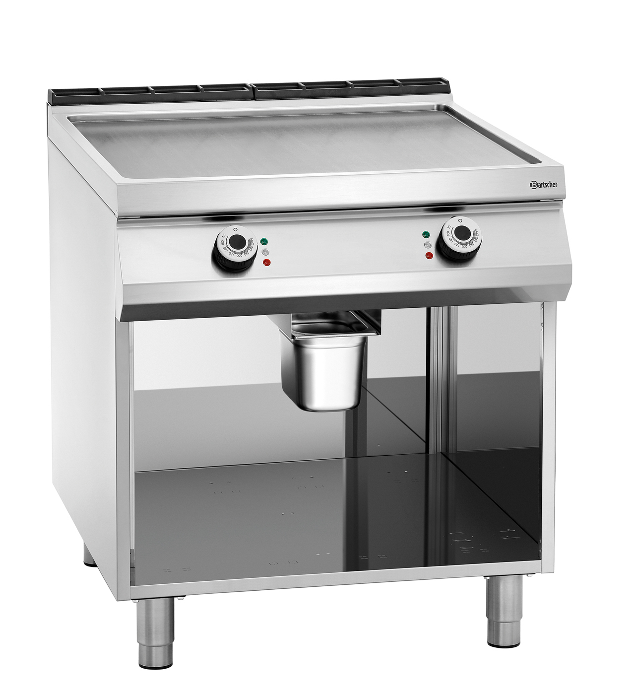 Bartscher Elektro-Griddleplatte, glatt, OU |Anzahl Heizzonen: 2 | Maße: 80 x 90 x 90,0 cm.Gewicht: 123 kg