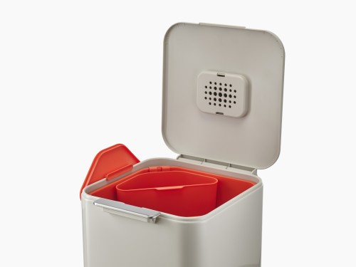 Joseph Joseph IntelligentWaste Totem Compact 40 - Abfallbehälter mit separater Recycling-Einheit, 40 Liter - steinfarbig