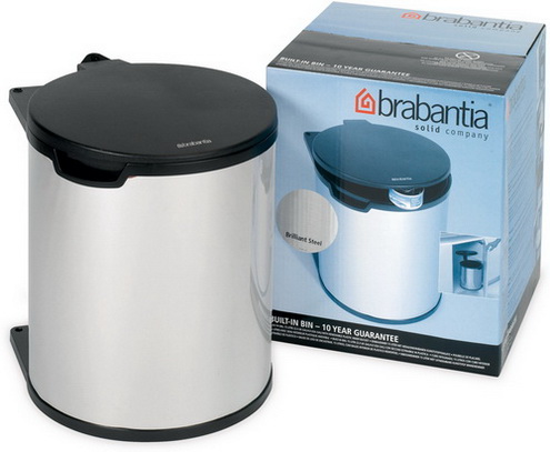 Brabantia Einbaueimer Built-in Bin 15 L rechteckig mit Kunststoffeinsatz Brilliant Steel