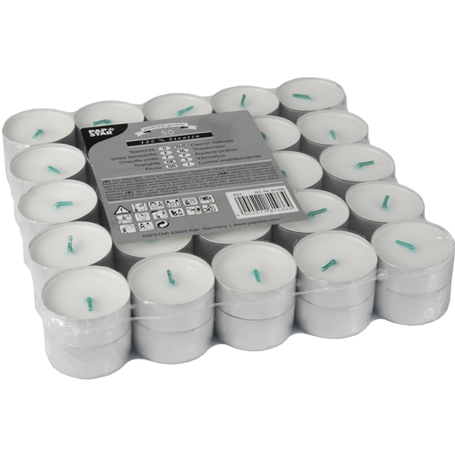 50 Teelichte Ø 37,2 mm · 15,5 mm weiss aus 100 % Stearin von PAPSTAR