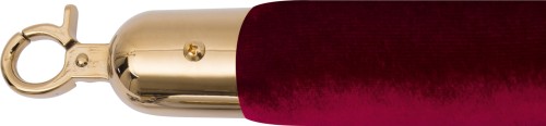 SARO Kordel für Absperrpfosten rot / Gold Modell AF 221 - Karabinerbefestigung - mit Samtbezug, Farbe: gold-rot - Ø 38 x H 500 mm -