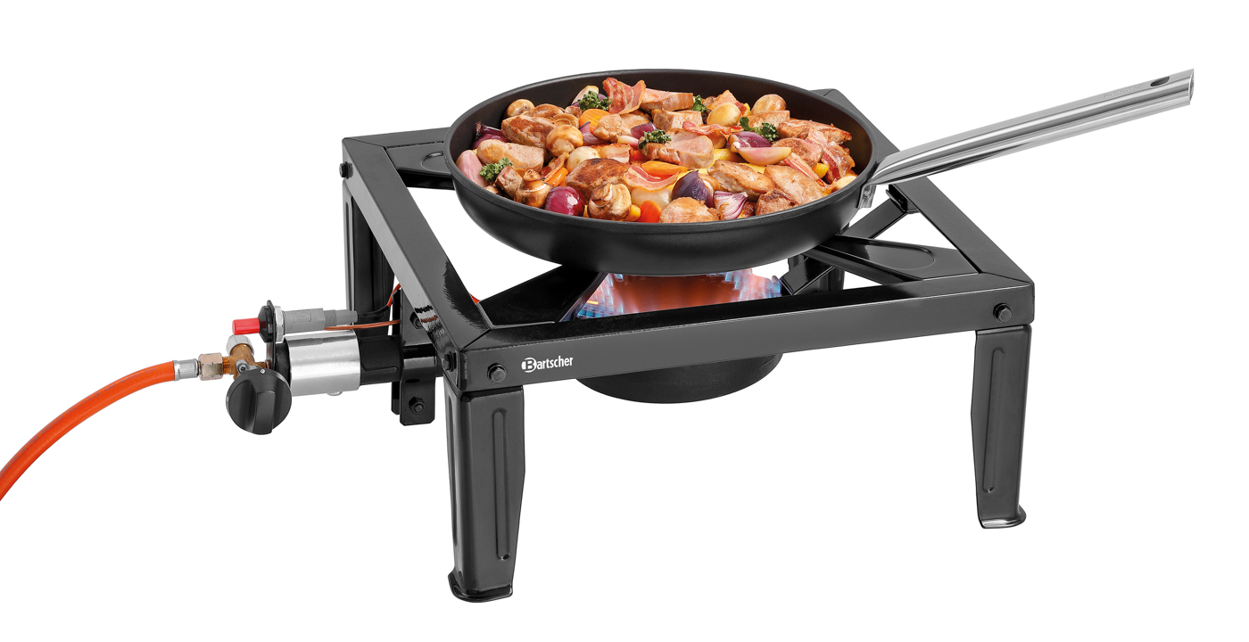 Bartscher Gaskocher 1K105 | Gasbrenner:Warzenbrenner | Maße: 41 x 54 x 18,0 cm. Gewicht:5,3 kg