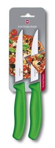 Victorinox Pizzamesser, grün, SwissClassic mit Wellen, 2 auf Blister, 12 cm
